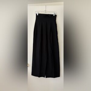 YSL Vintage Black High Waisted Wide-Leg Trousers with Bow and Velvet Details